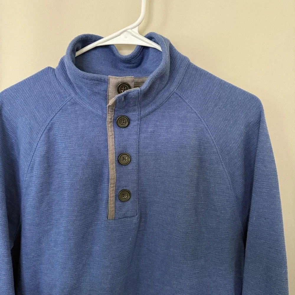 Banana Republic Men's Large Blue Mock Neck‎ Button Pullover Sweatshirt